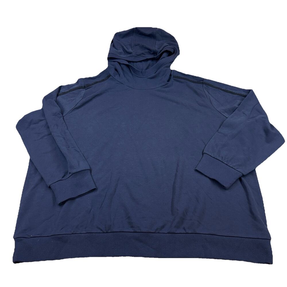 J Jason Wu Navy French Terry Hoodie with Black Contrast Lace Trim size 3XL Plus - Picture 2 of 9